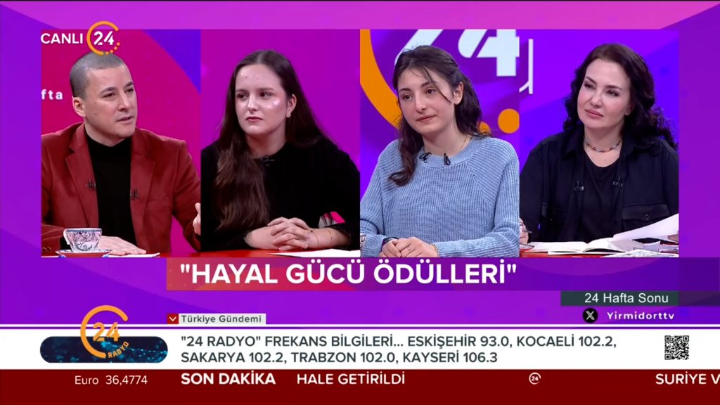 18 Ocak Cumartesi günü 24TV ekranlarında yayınlanan “Deniz Uğur ile 24 Hafta Sonu” programında, Türkiye ve dünyada hayal gücünü kutlayan ilk organizasyon olan Hayal Gücü Ödülleri ele alındı. Programda, ödüllerin kapsamı, süreci ve geleceği hakkında detaylı bilgiler paylaşıldı.